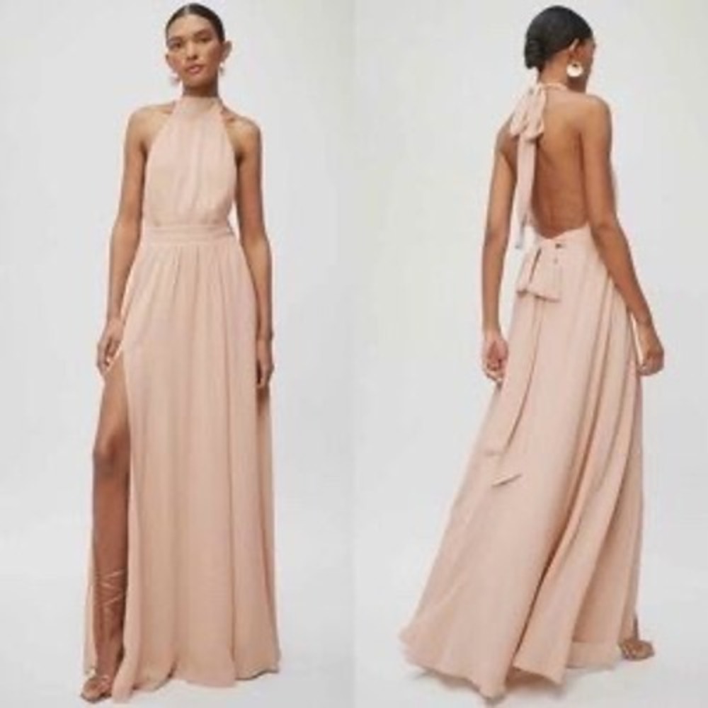 Reformation Blush Halter Backless Maxi Dress